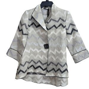 I.C. BY CONNIE K WOMENS ONE BUTTON JACKET Size SMALL Chevron Textured Lagenlook